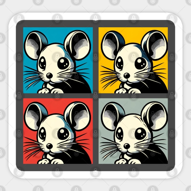 Pop Mouse Art - Cute Cartoon Mouse Sticker by PawPopArt